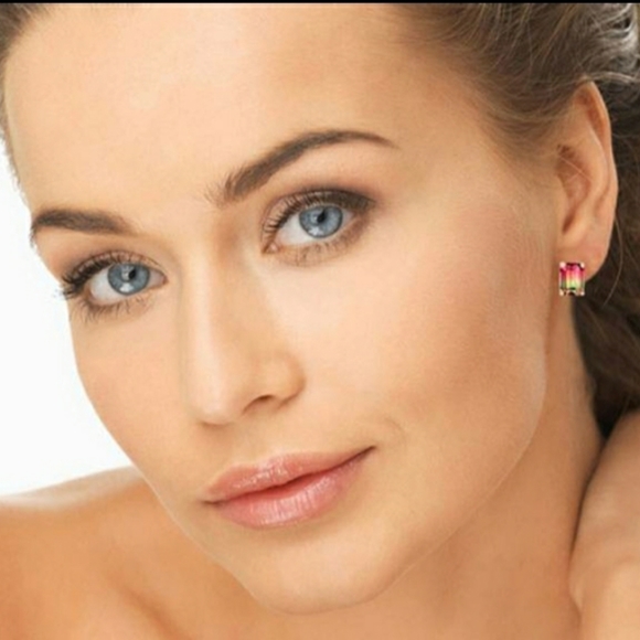 🍉 Rose Gold Watermelon Tourmaline Studs 🍉 - Picture 3 of 3